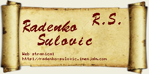 Radenko Šulović vizit kartica